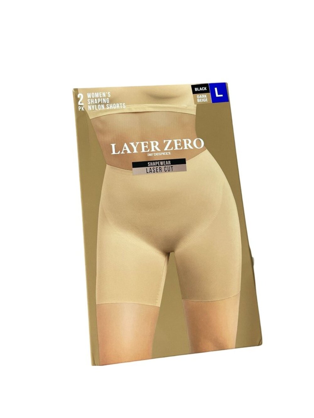 NWT Layer Zero Women's L Black/Dark Beige Shapewear Nylon Shorts 2-Pack